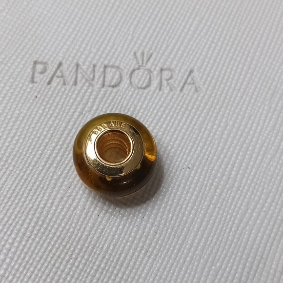 Pandora Solid 14k Gold Core Brown Mystic Murano No Scratches (Charm Only) - Picture 5 of 6